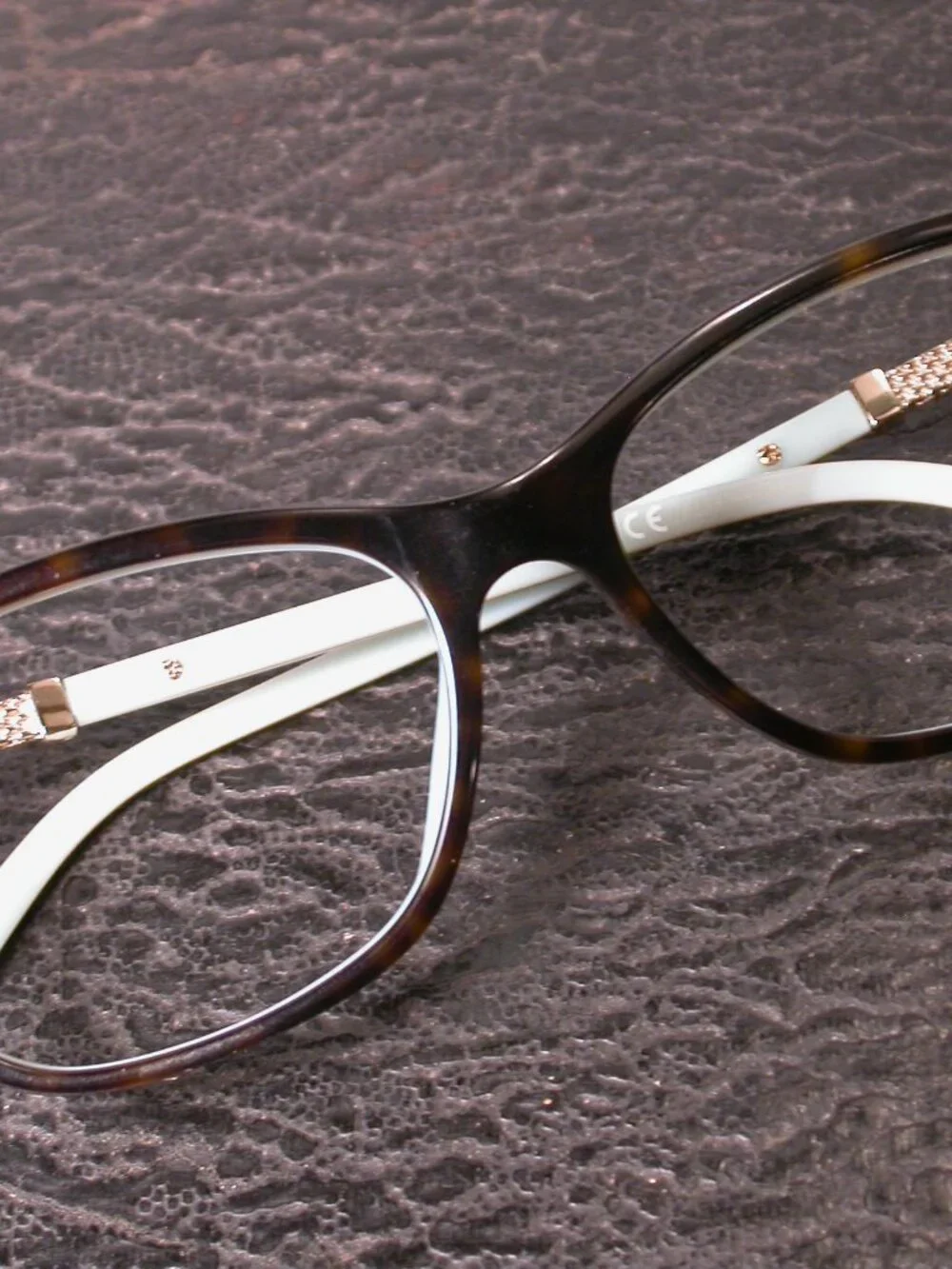 Tiffany & Co. Gold Ornate Tortoise Blue Eyeglasses Made in Italy